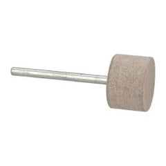 Cratex - 3/4" Head Diam x 1/2" Thickness, W203, Cylinder End, Aluminum Oxide Mounted Point - Fine Grade, 120 Grit, 15,750 RPM - Exact Tooling