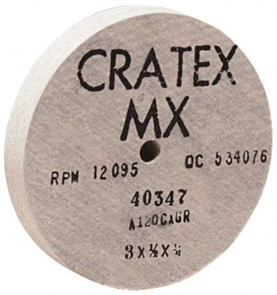 Cratex - 6" Diam x 1/2" Hole x 1" Thick, 54 Grit Surface Grinding Wheel - Aluminum Oxide, Type 1, Coarse Grade, 6,050 Max RPM, No Recess - Exact Tooling