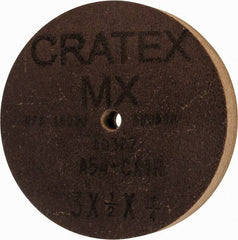 Cratex - 3" Diam x 1/4" Hole x 1/2" Thick, 54 Grit Surface Grinding Wheel - Aluminum Oxide, Type 1, Coarse Grade, 18,080 Max RPM, No Recess - Exact Tooling