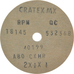 Cratex - 2" Diam x 1/4" Hole x 1/8" Thick, 80 Grit Surface Grinding Wheel - Aluminum Oxide, Type 1, Medium Grade, 18,145 Max RPM, No Recess - Exact Tooling