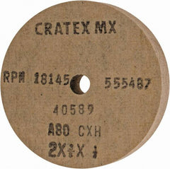 Cratex - 2" Diam x 1/4" Hole x 3/8" Thick, 80 Grit Surface Grinding Wheel - Aluminum Oxide, Type 1, Medium Grade, 18,145 Max RPM, No Recess - Exact Tooling