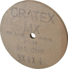 Cratex - 3" Diam x 1/4" Hole x 1/8" Thick, 80 Grit Surface Grinding Wheel - Aluminum Oxide, Type 1, Medium Grade, 12,095 Max RPM, No Recess - Exact Tooling