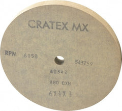 Cratex - 6" Diam x 1/2" Hole x 1/2" Thick, 80 Grit Surface Grinding Wheel - Aluminum Oxide, Type 1, Medium Grade, 6,050 Max RPM, No Recess - Exact Tooling
