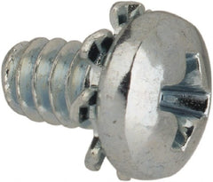 Value Collection - #4-40 UNC, 3/16" Length Under Head Phillips Drive Machine Screw - Pan Head, Grade J82 Steel, Zinc-Plated Finish, External Tooth - Exact Tooling