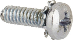 Value Collection - #4-40 UNC, 3/8" Length Under Head Phillips Drive Machine Screw - Pan Head, Grade J82 Steel, Zinc-Plated Finish, External Tooth - Exact Tooling