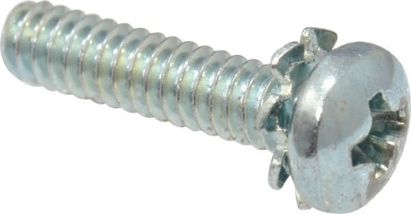 Value Collection - #4-40 UNC, 1/2" Length Under Head Phillips Drive Machine Screw - Pan Head, Grade J82 Steel, Zinc-Plated Finish, External Tooth - Exact Tooling