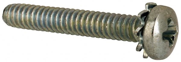 Value Collection - #4-40 UNC, 3/4" Length Under Head Phillips Drive Machine Screw - Pan Head, Grade J82 Steel, Zinc-Plated Finish, External Tooth - Exact Tooling