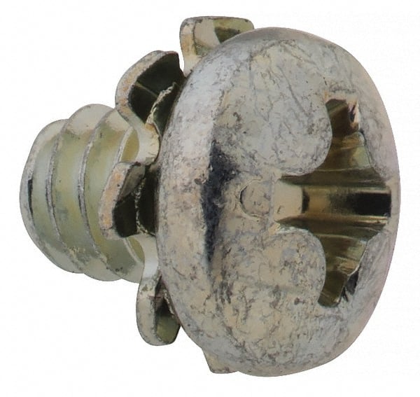 Value Collection - #6-32 UNC, 3/16" Length Under Head Phillips Drive Machine Screw - Pan Head, Grade J82 Steel, Zinc-Plated Finish, External Tooth - Exact Tooling
