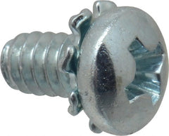 Value Collection - #6-32 UNC, 1/4" Length Under Head Phillips Drive Machine Screw - Pan Head, Grade J82 Steel, Zinc-Plated Finish, External Tooth - Exact Tooling