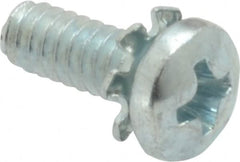 Value Collection - #6-32 UNC, 3/8" Length Under Head Phillips Drive Machine Screw - Pan Head, Grade J82 Steel, Zinc-Plated Finish, External Tooth - Exact Tooling