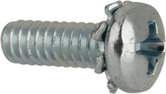 Value Collection - #6-32 UNC, 7/16" Length Under Head Phillips Drive Machine Screw - Pan Head, Grade J82 Steel, Zinc-Plated Finish, External Tooth - Exact Tooling