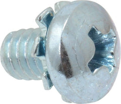 Value Collection - #8-32 UNC, 1/4" Length Under Head Phillips Drive Machine Screw - Pan Head, Grade J82 Steel, Zinc-Plated Finish, External Tooth - Exact Tooling