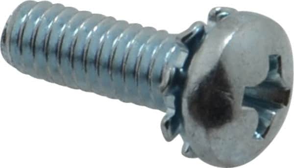 Value Collection - #8-32 UNC, 1/2" Length Under Head Phillips Drive Machine Screw - Pan Head, Grade J82 Steel, Zinc-Plated Finish, External Tooth - Exact Tooling