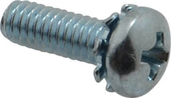 Value Collection - #8-32 UNC, 1/2" Length Under Head Phillips Drive Machine Screw - Pan Head, Grade J82 Steel, Zinc-Plated Finish, External Tooth - Exact Tooling