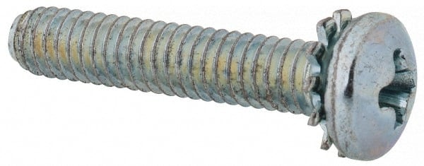 Value Collection - #8-32 UNC, 7/8" Length Under Head Phillips Drive Machine Screw - Pan Head, Grade J82 Steel, Zinc-Plated Finish, External Tooth - Exact Tooling