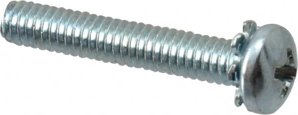 Value Collection - #8-32 UNC, 1" Length Under Head Phillips Drive Machine Screw - Pan Head, Grade J82 Steel, Zinc-Plated Finish, External Tooth - Exact Tooling