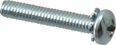 Value Collection - #8-32 UNC, 1" Length Under Head Phillips Drive Machine Screw - Pan Head, Grade J82 Steel, Zinc-Plated Finish, External Tooth - Exact Tooling