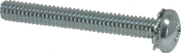 Value Collection - #8-32 UNC, 1-1/4" Length Under Head Phillips Drive Machine Screw - Pan Head, Grade J82 Steel, Zinc-Plated Finish, External Tooth - Exact Tooling