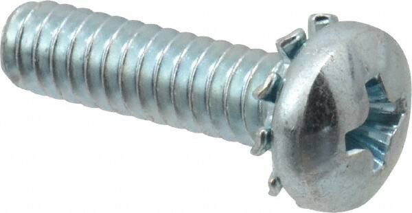 Value Collection - #10-24 UNC, 3/4" Length Under Head Phillips Drive Machine Screw - Pan Head, Grade J82 Steel, Zinc-Plated Finish, External Tooth - Exact Tooling