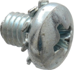 Value Collection - #10-32 UNF, 1/4" Length Under Head Phillips Drive Machine Screw - Pan Head, Grade J82 Steel, Zinc-Plated Finish, External Tooth - Exact Tooling