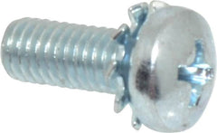 Value Collection - #10-32 UNF, 1/2" Length Under Head Phillips Drive Machine Screw - Pan Head, Grade J82 Steel, Zinc-Plated Finish, External Tooth - Exact Tooling