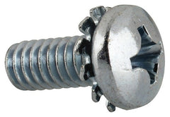 Value Collection - 1/4-20 UNC, 5/8" Length Under Head Phillips Drive Machine Screw - Pan Head, Grade J82 Steel, Zinc-Plated Finish, External Tooth - Exact Tooling