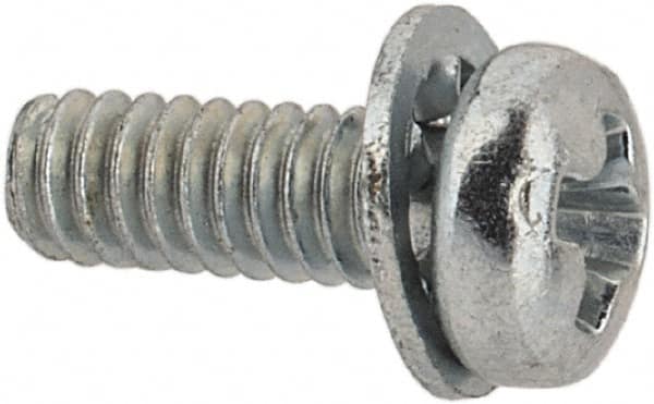 Value Collection - #2-56 UNC, 1/4" Length Under Head Phillips Drive Machine Screw - Pan Head, Grade J82 Steel, Zinc-Plated Finish, Internal Tooth - Exact Tooling