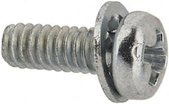 Value Collection - #2-56 UNC, 1/4" Length Under Head Phillips Drive Machine Screw - Pan Head, Grade J82 Steel, Zinc-Plated Finish, Internal Tooth - Exact Tooling