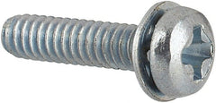 Value Collection - #2-56 UNC, 3/8" Length Under Head Phillips Drive Machine Screw - Pan Head, Grade J82 Steel, Zinc-Plated Finish, Internal Tooth - Exact Tooling