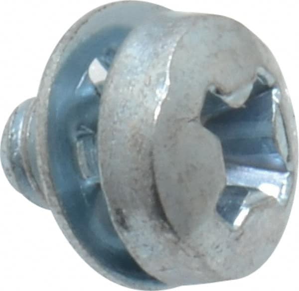 Value Collection - #6-32 UNC, 3/16" Length Under Head Phillips Drive Machine Screw - Pan Head, Grade J82 Steel, Zinc-Plated Finish, Internal Tooth - Exact Tooling