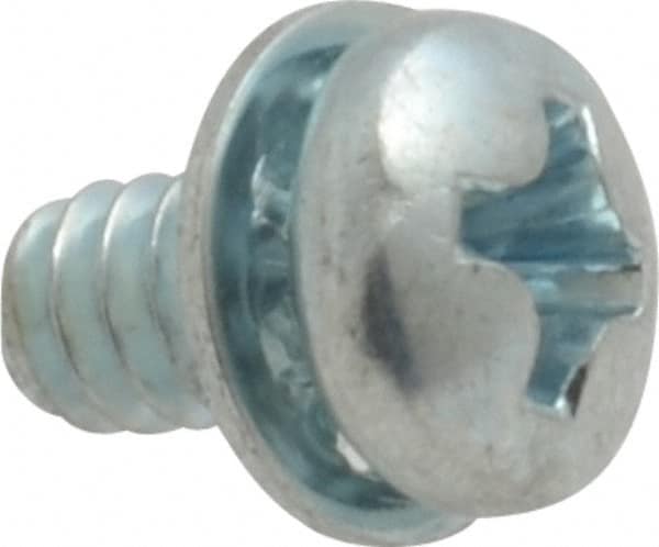 Value Collection - #6-32 UNC, 1/4" Length Under Head Phillips Drive Machine Screw - Pan Head, Grade J82 Steel, Zinc-Plated Finish, Internal Tooth - Exact Tooling