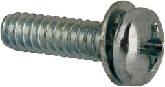Value Collection - #6-32 UNC, 1/2" Length Under Head Phillips Drive Machine Screw - Pan Head, Grade J82 Steel, Zinc-Plated Finish, Internal Tooth - Exact Tooling