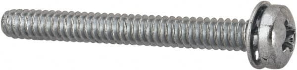 Value Collection - #6-32 UNC, 1-1/4" Length Under Head Phillips Drive Machine Screw - Pan Head, Grade J82 Steel, Zinc-Plated Finish, Internal Tooth - Exact Tooling