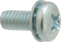 Value Collection - #8-32 UNC, 3/8" Length Under Head Phillips Drive Machine Screw - Pan Head, Grade J82 Steel, Zinc-Plated Finish, Internal Tooth - Exact Tooling