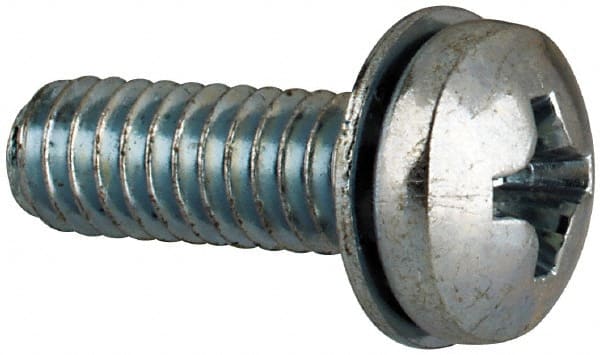 Value Collection - #8-32 UNC, 1/2" Length Under Head Phillips Drive Machine Screw - Pan Head, Grade J82 Steel, Zinc-Plated Finish, Internal Tooth - Exact Tooling
