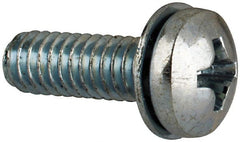 Value Collection - #8-32 UNC, 1/2" Length Under Head Phillips Drive Machine Screw - Pan Head, Grade J82 Steel, Zinc-Plated Finish, Internal Tooth - Exact Tooling