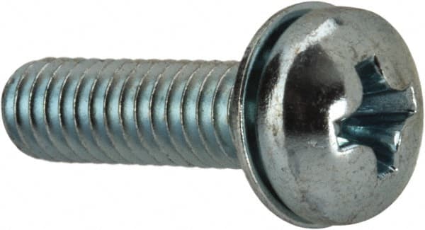 Value Collection - #8-32 UNC, 5/8" Length Under Head Phillips Drive Machine Screw - Pan Head, Grade J82 Steel, Zinc-Plated Finish, Internal Tooth - Exact Tooling
