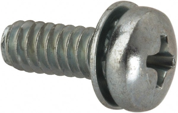 Value Collection - #10-24 UNC, 1/2" Length Under Head Phillips Drive Machine Screw - Pan Head, Grade J82 Steel, Zinc-Plated Finish, Internal Tooth - Exact Tooling