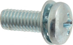 Value Collection - #10-32 UNF, 1/2" Length Under Head Phillips Drive Machine Screw - Pan Head, Grade J82 Steel, Zinc-Plated Finish, Internal Tooth - Exact Tooling