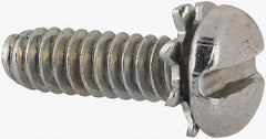 Value Collection - #4-40 UNC, 3/8" Length Under Head Slotted Drive Machine Screw - Pan Head, Grade J82 Steel, Zinc-Plated Finish, External Tooth - Exact Tooling