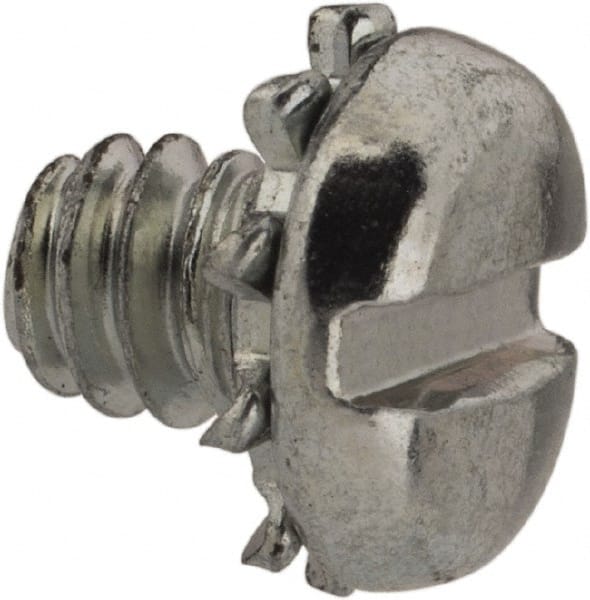 Value Collection - #6-32 UNC, 3/16" Length Under Head Slotted Drive Machine Screw - Pan Head, Grade J82 Steel, Zinc-Plated Finish, External Tooth - Exact Tooling