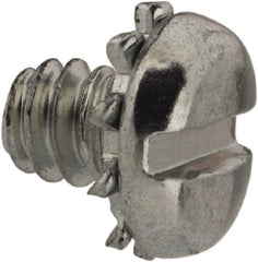 Value Collection - #6-32 UNC, 3/16" Length Under Head Slotted Drive Machine Screw - Pan Head, Grade J82 Steel, Zinc-Plated Finish, External Tooth - Exact Tooling