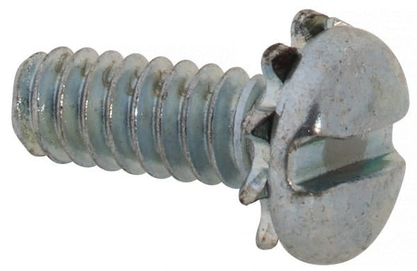 Value Collection - #6-32 UNC, 3/8" Length Under Head Slotted Drive Machine Screw - Pan Head, Grade J82 Steel, Zinc-Plated Finish, External Tooth - Exact Tooling