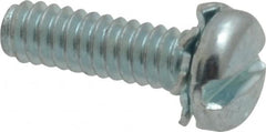Value Collection - #6-32 UNC, 1/2" Length Under Head Slotted Drive Machine Screw - Pan Head, Grade J82 Steel, Zinc-Plated Finish, External Tooth - Exact Tooling