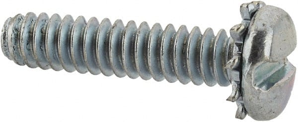 Value Collection - #6-32 UNC, 5/8" Length Under Head Slotted Drive Machine Screw - Pan Head, Grade J82 Steel, Zinc-Plated Finish, External Tooth - Exact Tooling