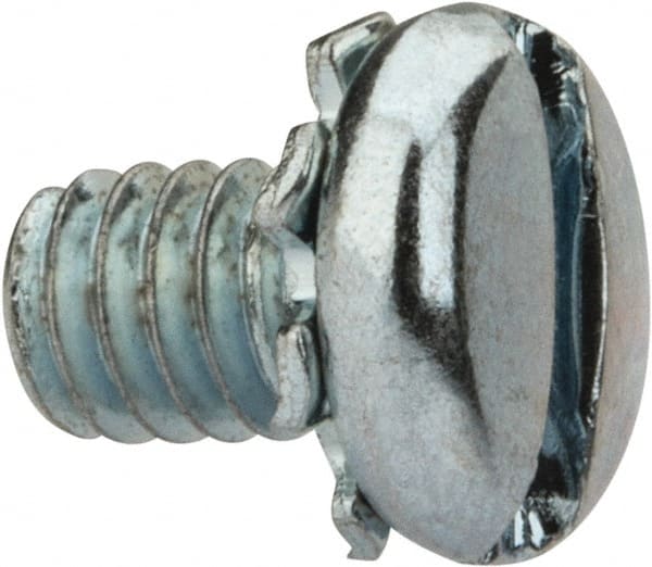 Value Collection - #8-32 UNC, 1/4" Length Under Head Slotted Drive Machine Screw - Pan Head, Grade J82 Steel, Zinc-Plated Finish, External Tooth - Exact Tooling