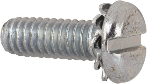 Value Collection - #8-32 UNC, 1/2" Length Under Head Slotted Drive Machine Screw - Pan Head, Grade J82 Steel, Zinc-Plated Finish, External Tooth - Exact Tooling