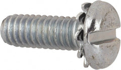 Value Collection - #8-32 UNC, 1/2" Length Under Head Slotted Drive Machine Screw - Pan Head, Grade J82 Steel, Zinc-Plated Finish, External Tooth - Exact Tooling