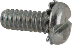 Value Collection - #10-24 UNC, 1/2" Length Under Head Slotted Drive Machine Screw - Pan Head, Grade J82 Steel, Zinc-Plated Finish, External Tooth - Exact Tooling