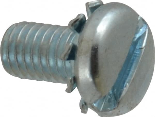 Value Collection - #10-32 UNF, 3/8" Length Under Head Slotted Drive Machine Screw - Pan Head, Grade J82 Steel, Zinc-Plated Finish, External Tooth - Exact Tooling